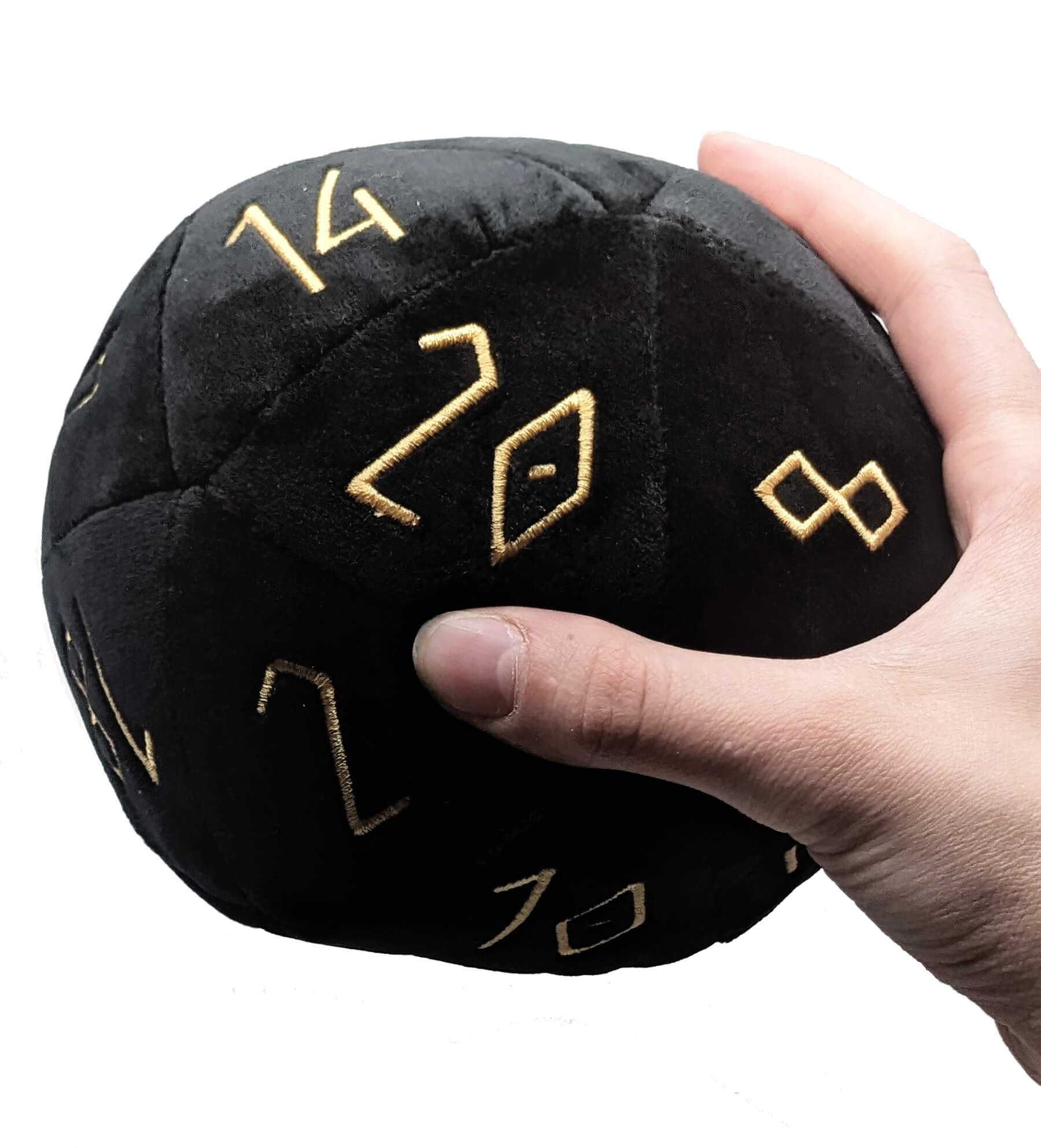 Black plush d20 giant sized