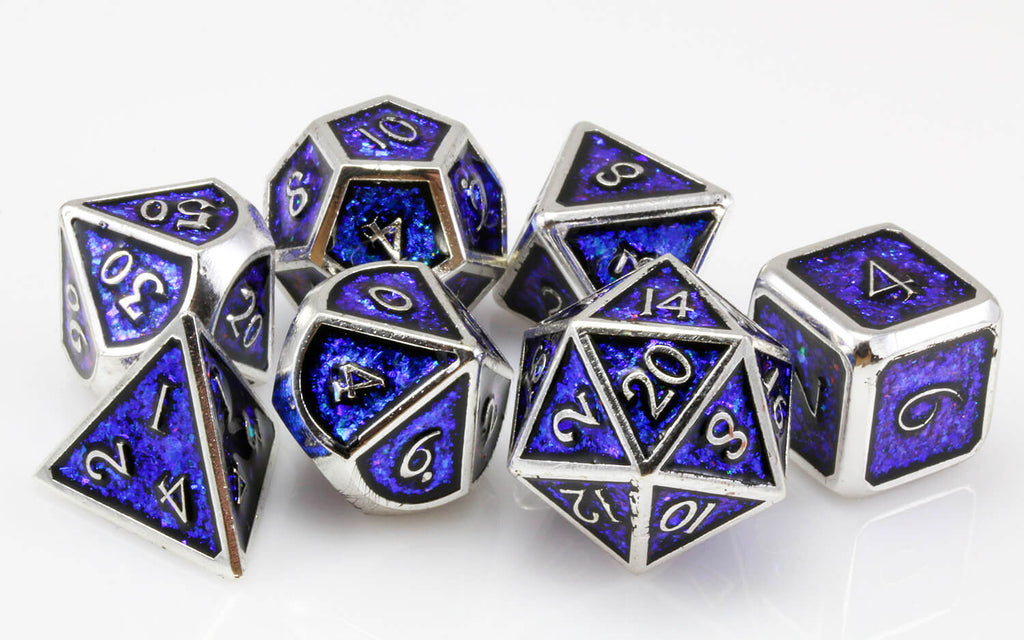 Prismatic dice blue and silver