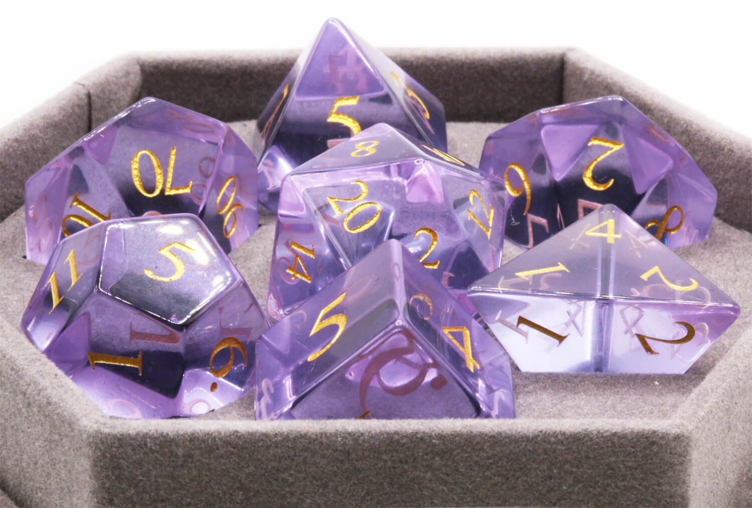 Purple Glass TTRPG Dice