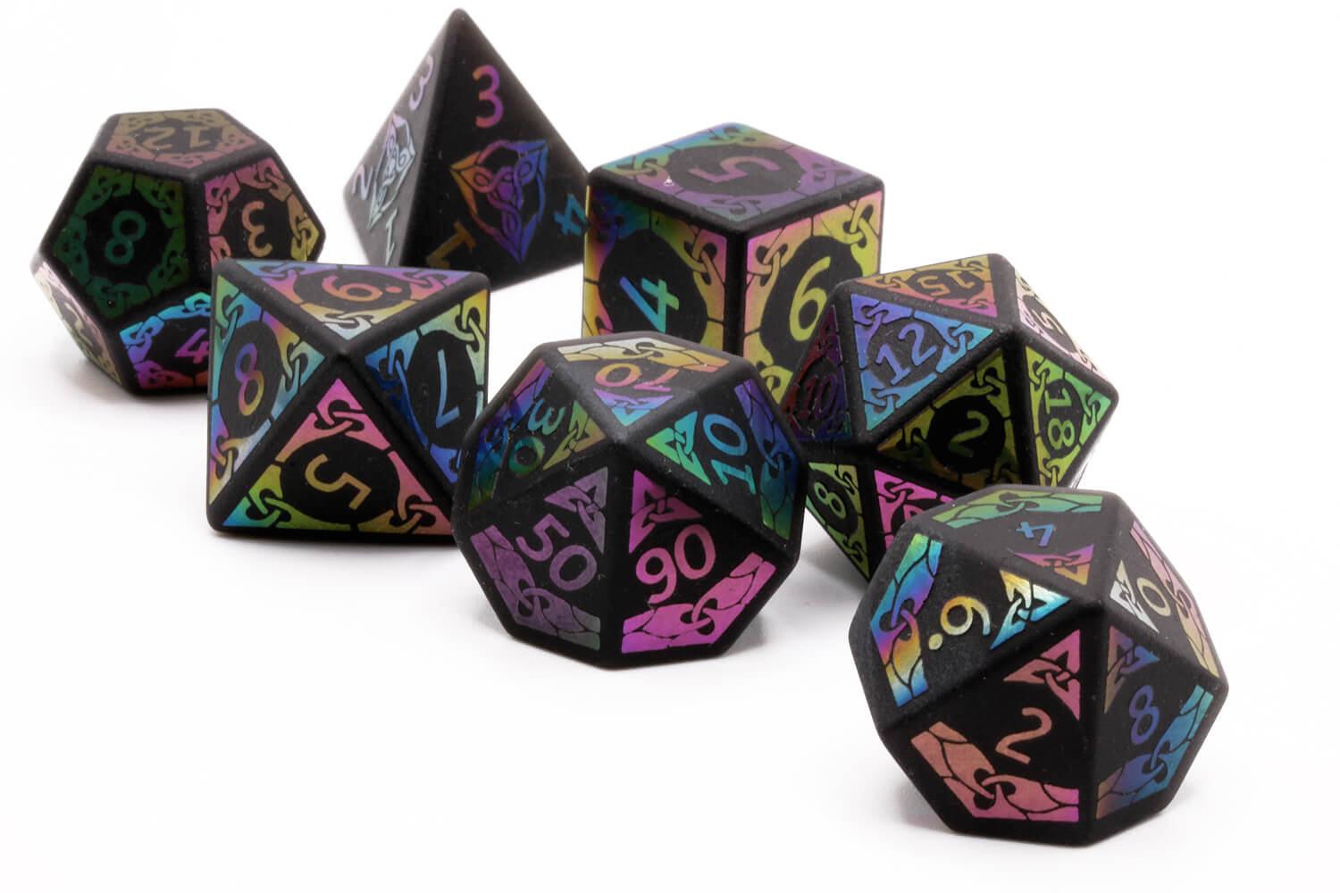 Holographic Rainbow Obsidian Dice 4