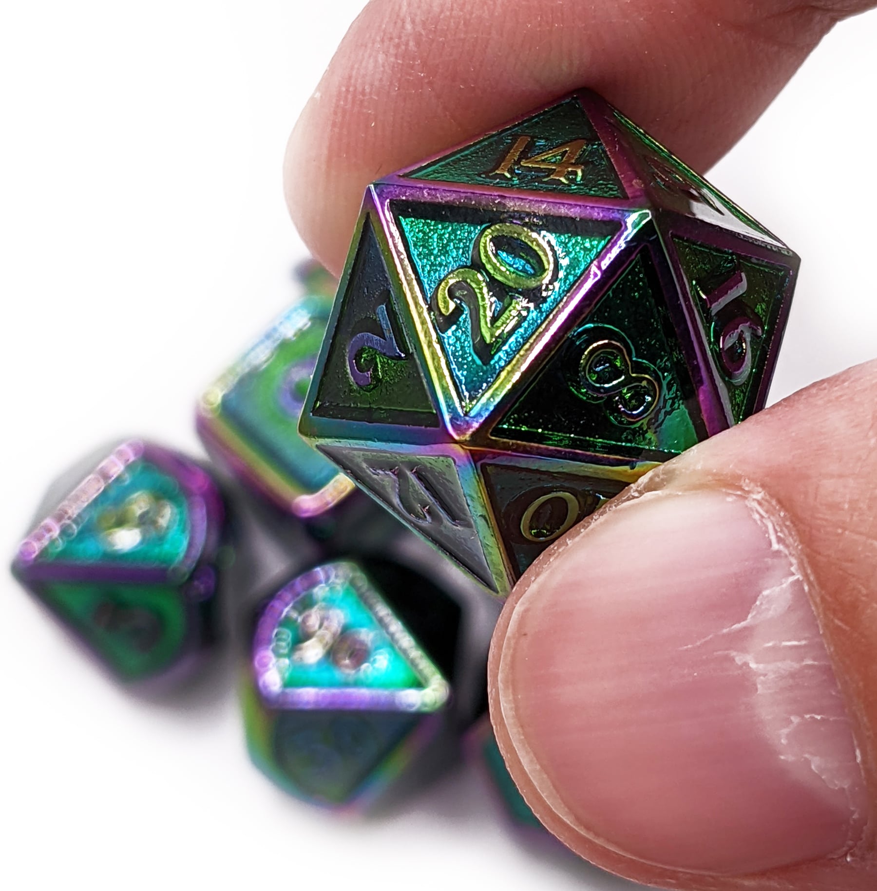 Green Rainbow DnD Dice 3