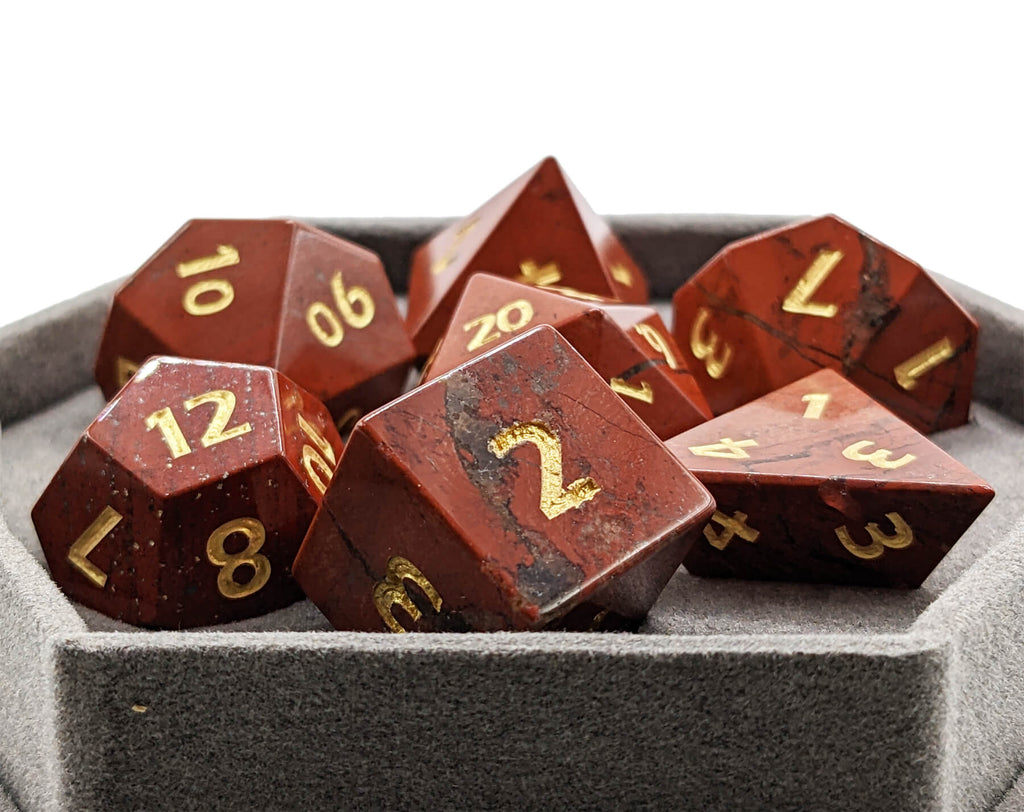 Red Jasper gemstone dice for dnd games