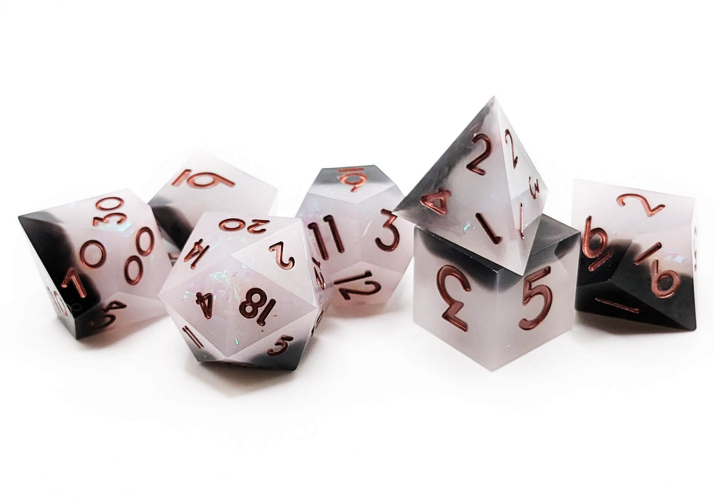 black and white dice for dungeons and dragons and other ttrpg games