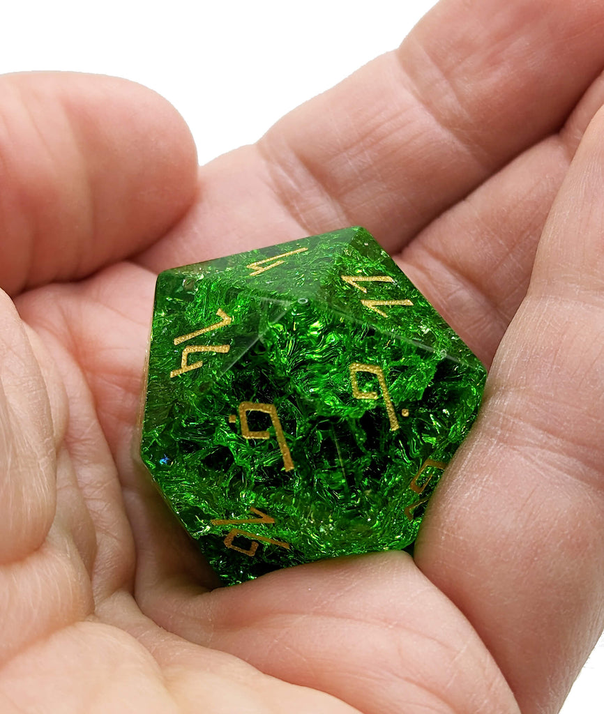 Beautiful emerald green d20 dice 