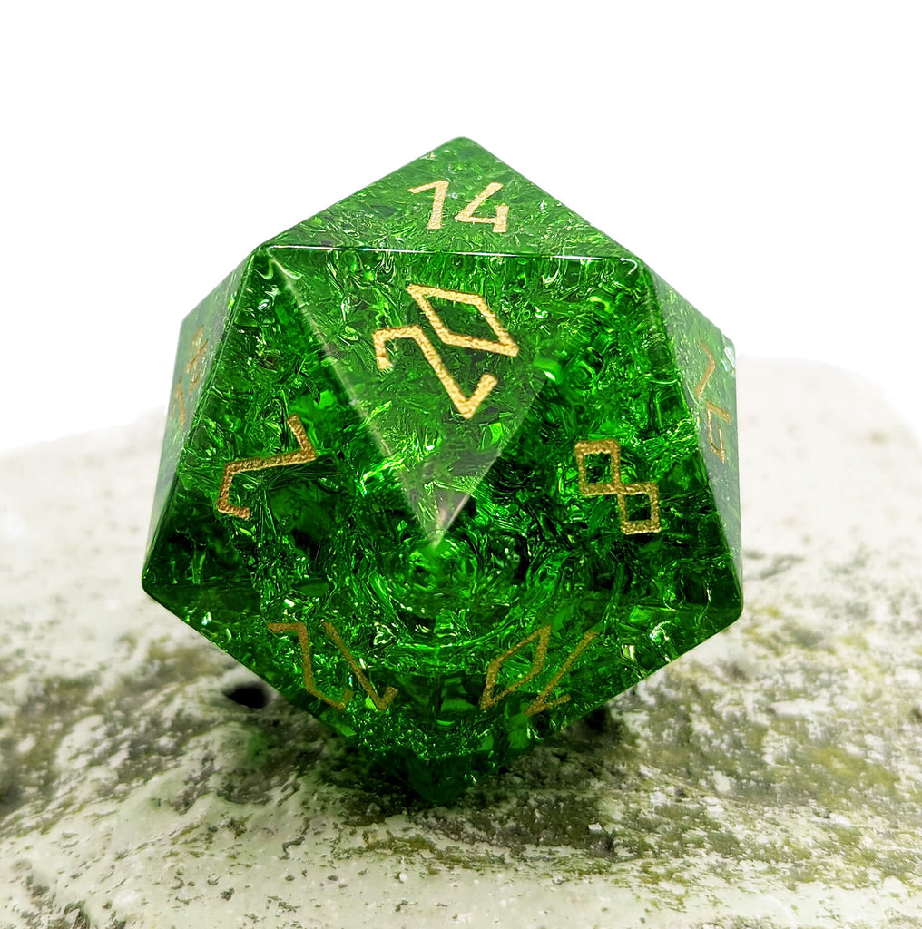 Emerald green d20 for dnd and other ttrpg games