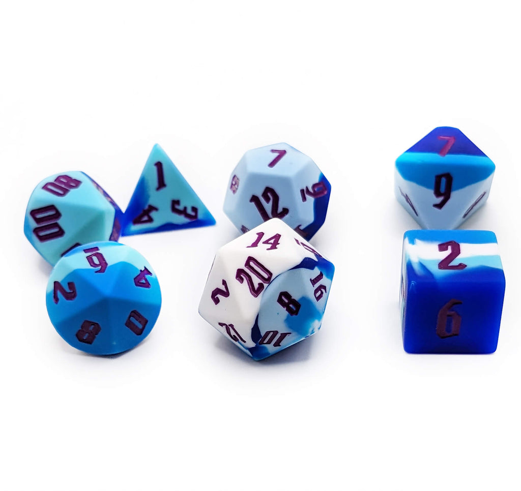 Blue silicone dice for dnd games