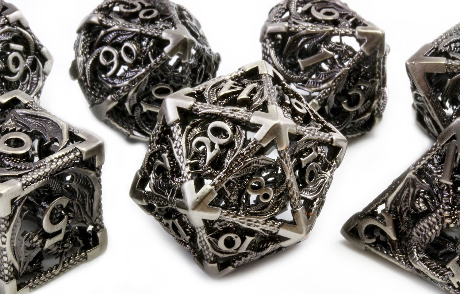 Dark Silver Dragon Dice