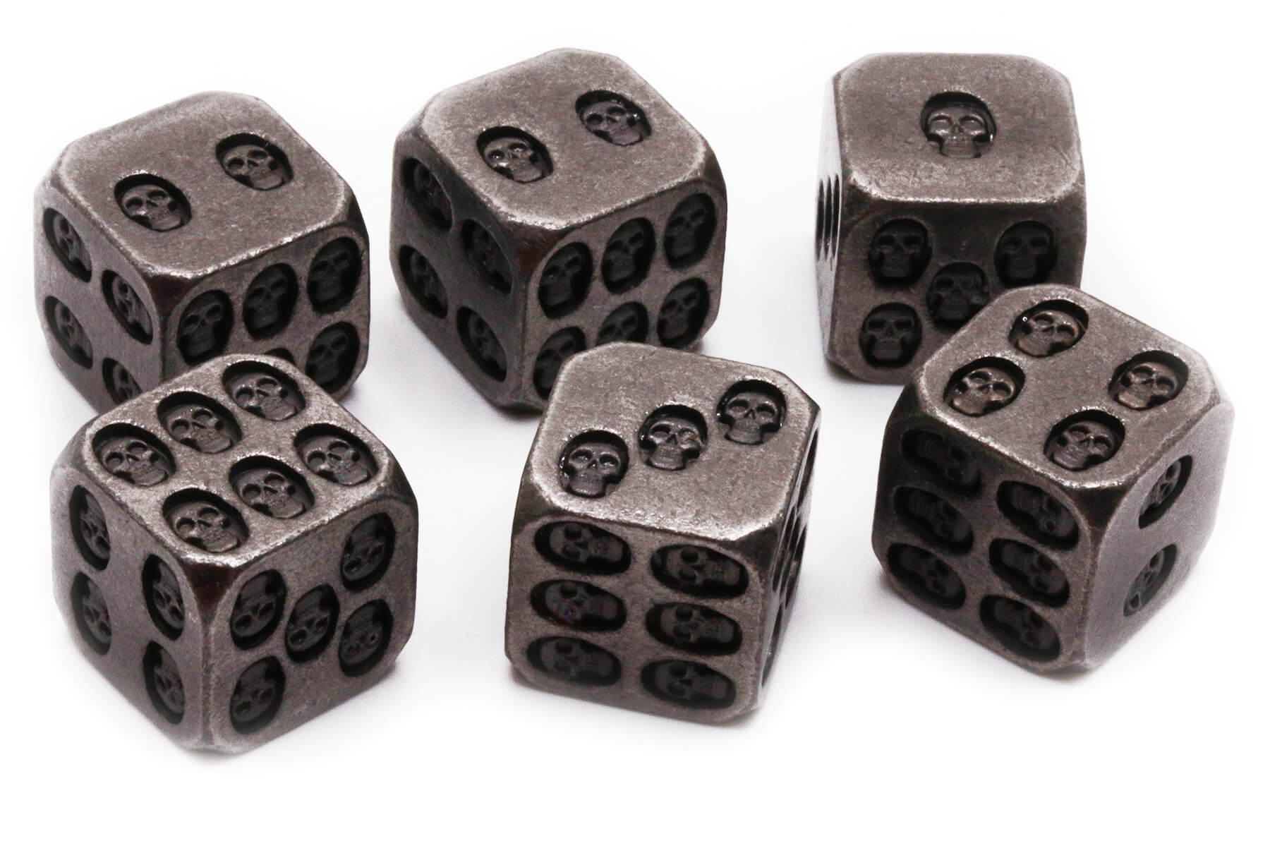 Metal D6 Dice Skull Antique Silver 3