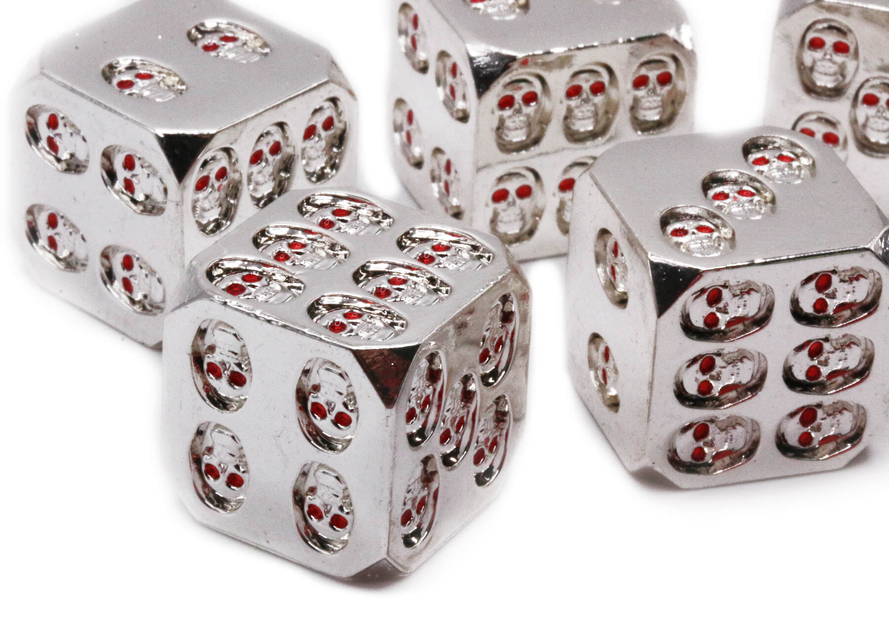 Metal Skull Dice Bright Silver d6