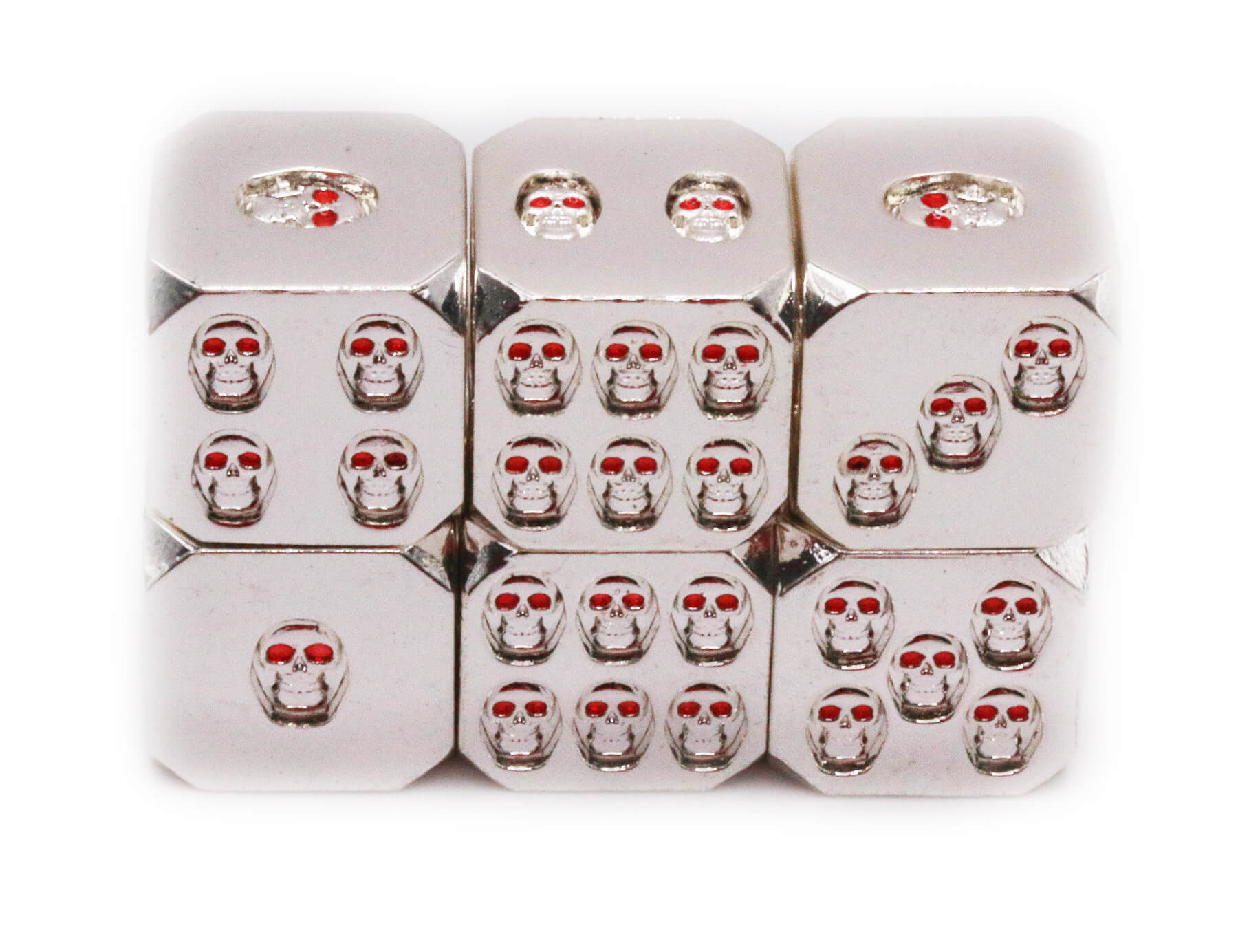 Metal Skull Dice Bright Silver d6 3