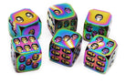 Rainbow Metal D6 Dice with Skulls 3