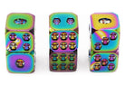 Rainbow Metal D6 Dice with Skulls 2