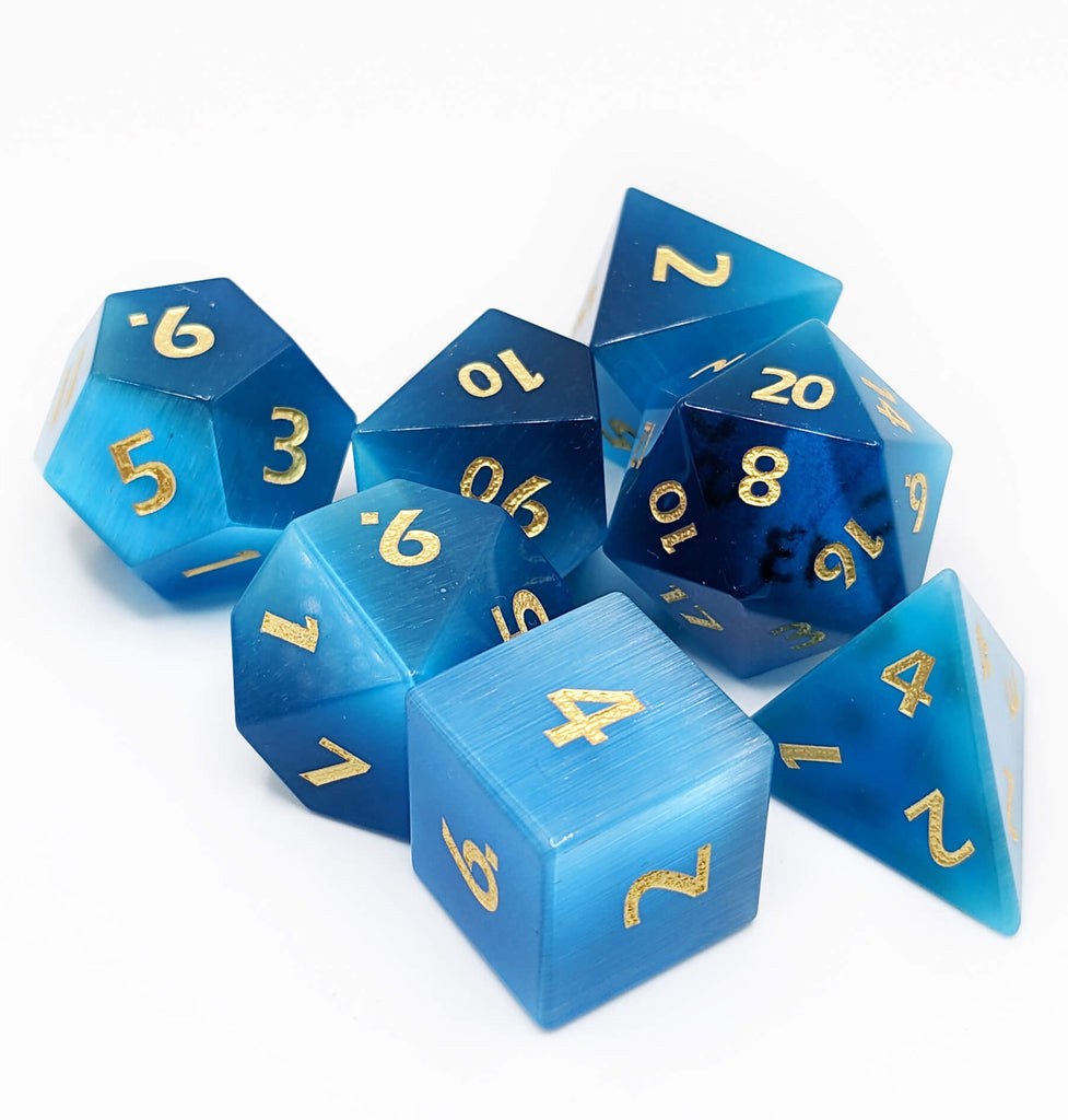 Beautiful blue gemstone dnd dice