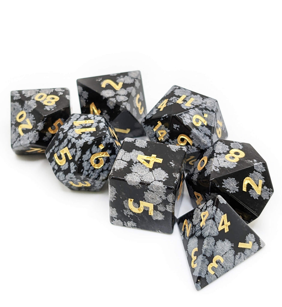 Snowflake Obsidian Dice for DnD games