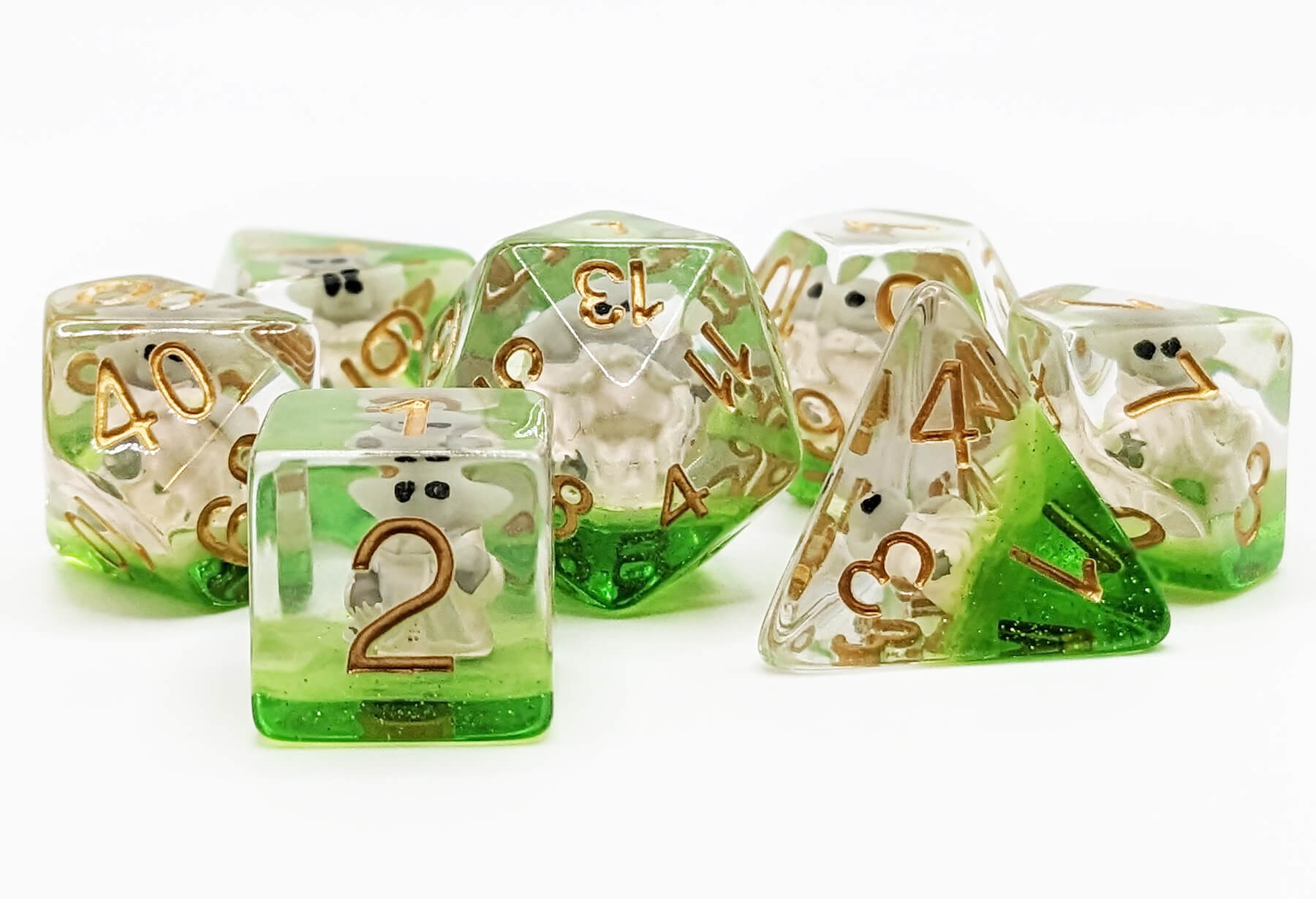 Polyhedral TTRPG Space Baby Dice set of 7