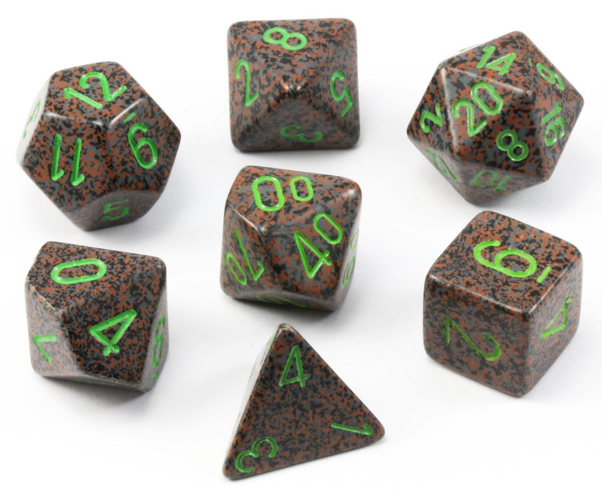 Speckled Dice (Earth) RPG Role Playing Game Dice Set – Dark Elf Dice