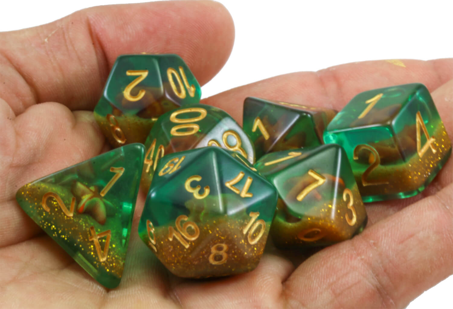 Starfish Dice Green Gold 4