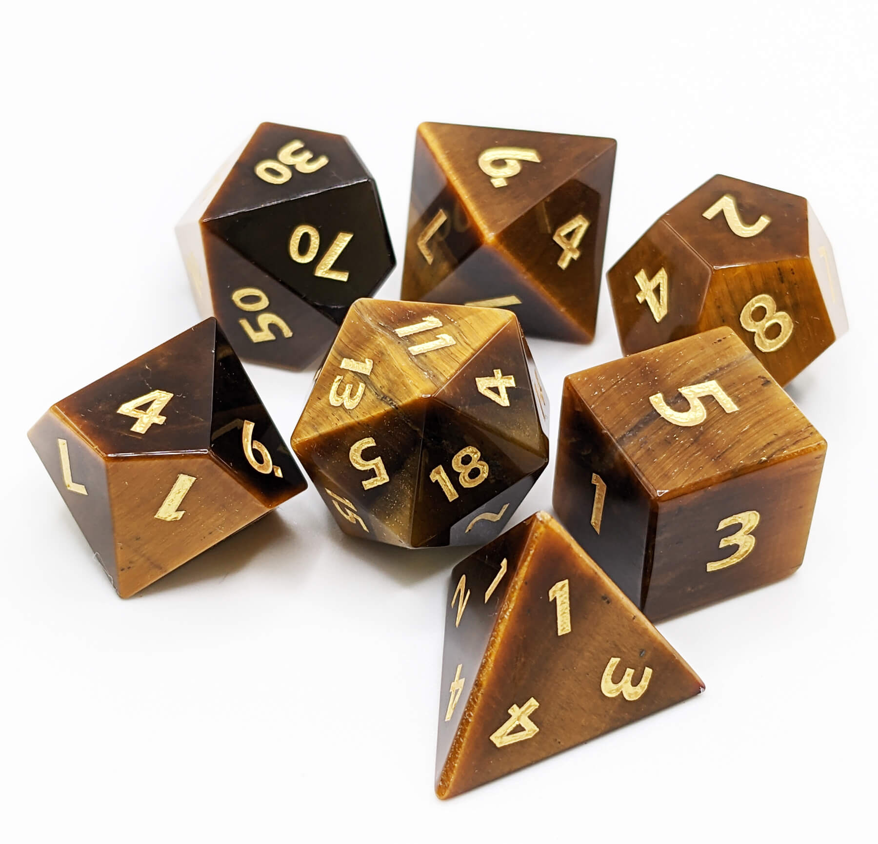 Tiger's Eye Gemstone Dice for dnd games