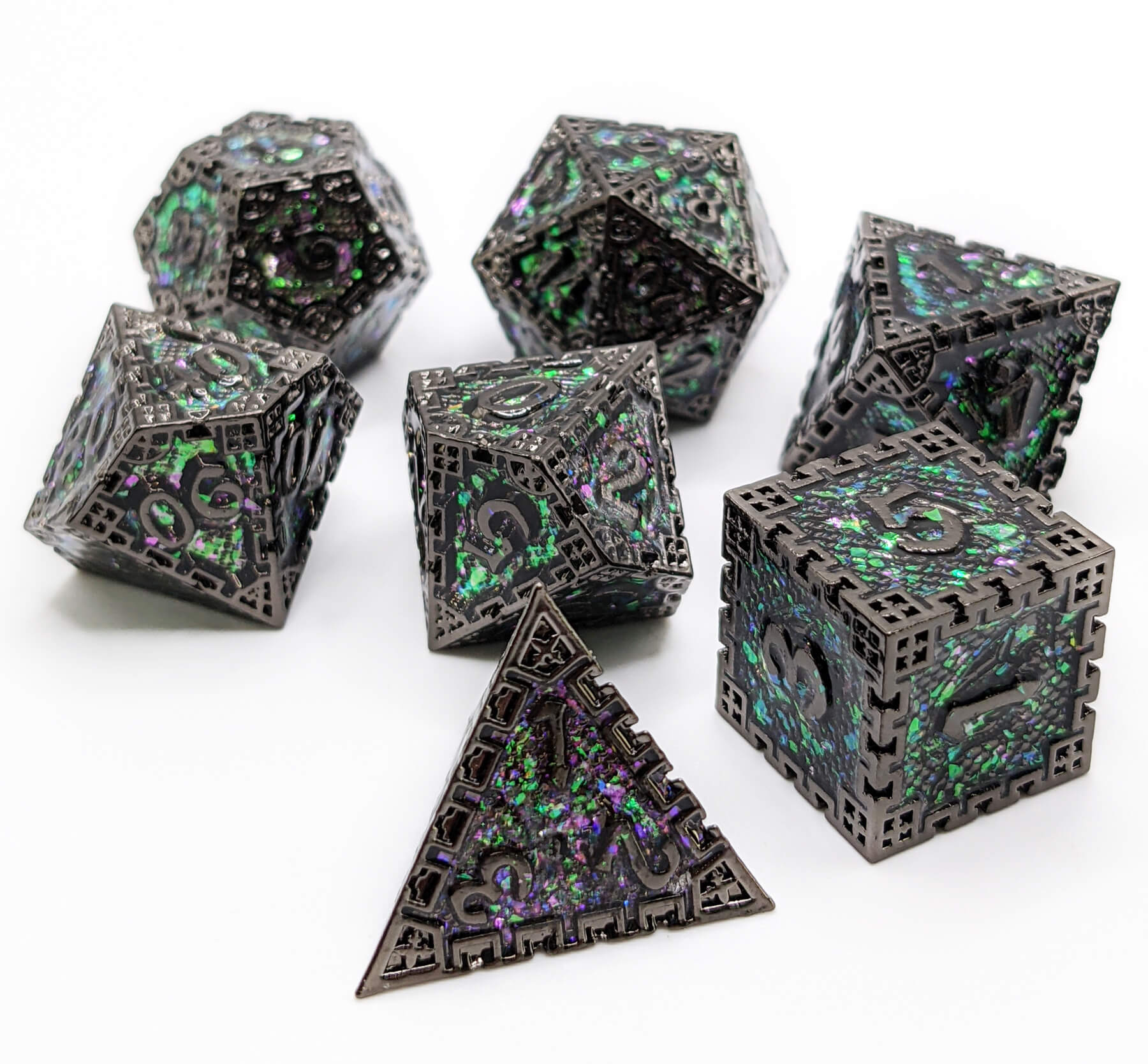 Magic Tower Dice Metal Purple and Green