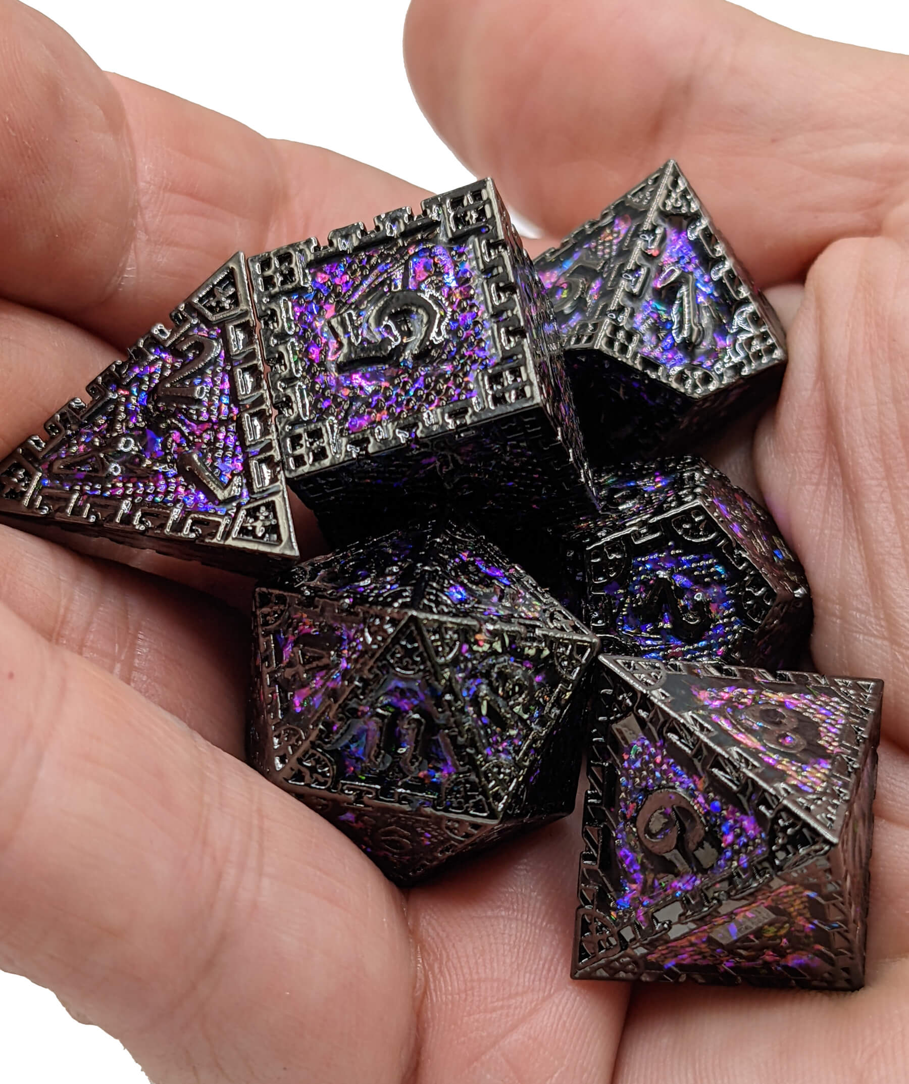 Metal Dice Purple Glitter