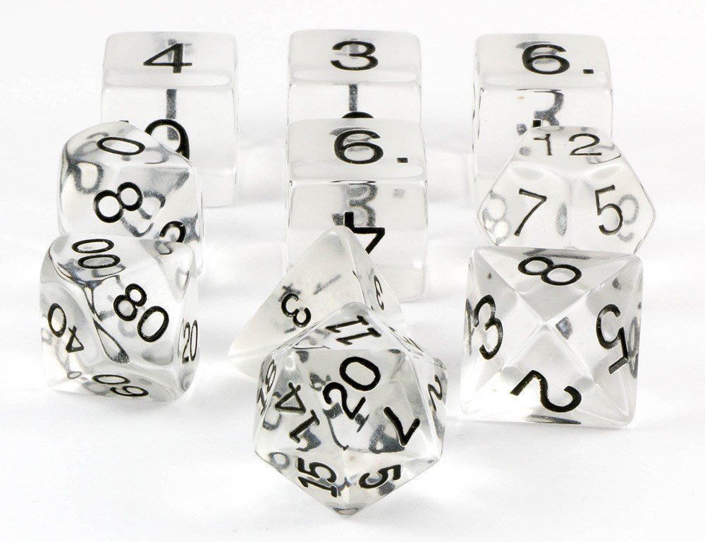 clear rpg dice 10 piece set