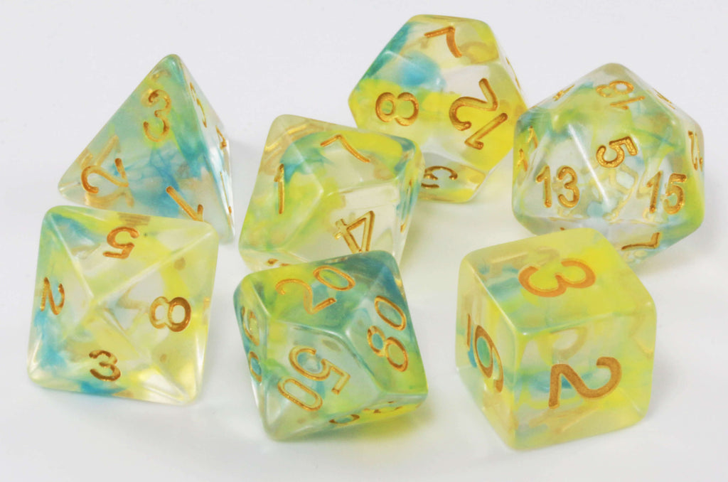D&D Dice Yellow and Blue
