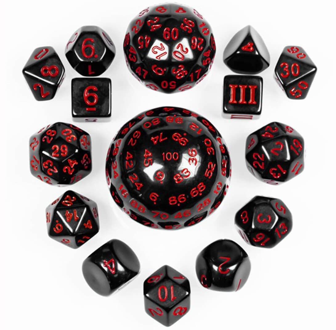 Weird RPG Dice Set Black Red - d100