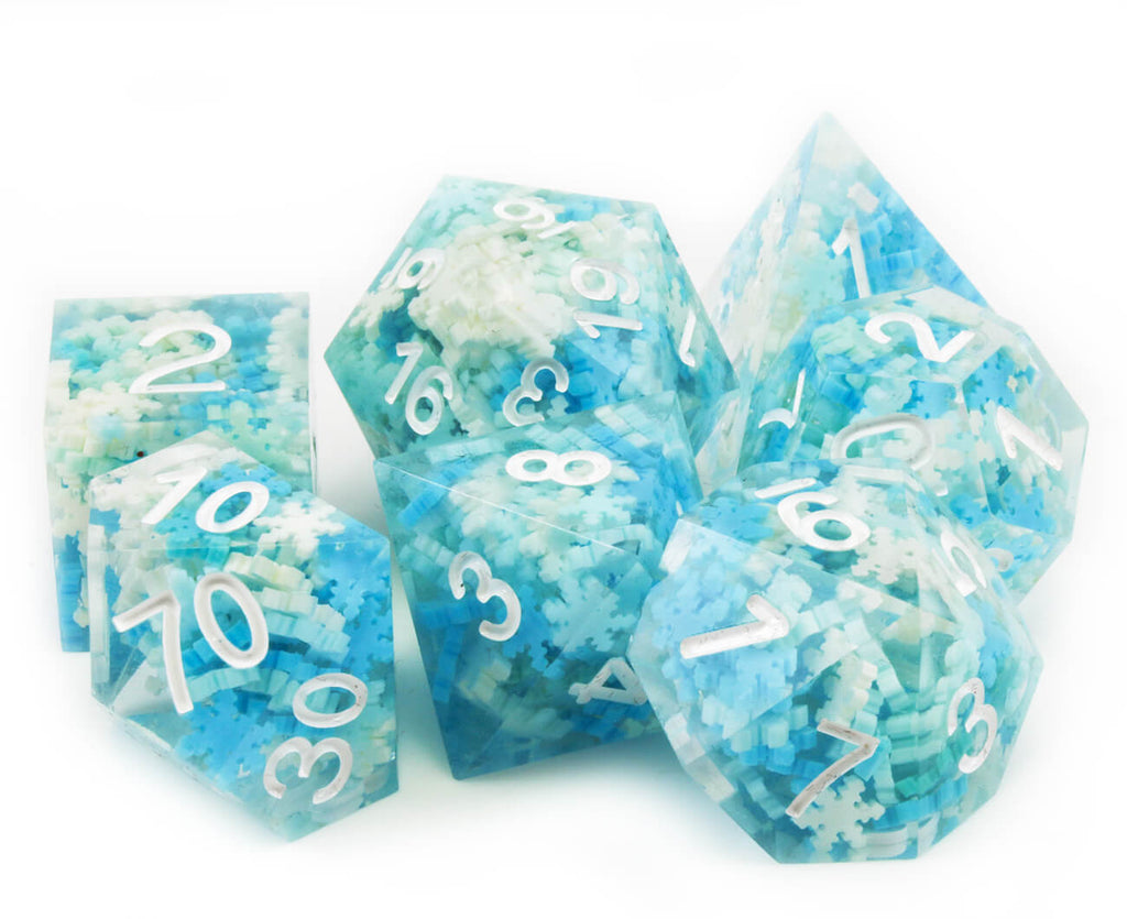 Blue snowflake dice