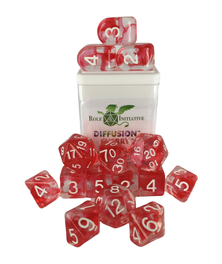 15 piece dice set for rpg games Diffusion Dice (Cherry)