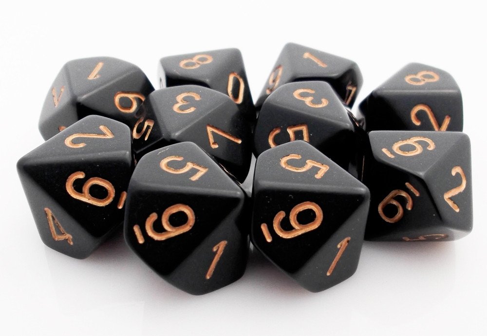 D10 Dice Black Gold