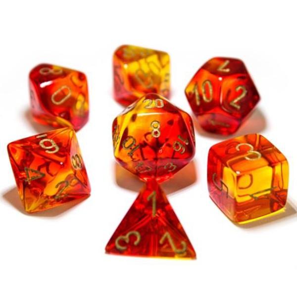 Chessex Set De 12 Dados D6 Gemini Translúcidos – Rojo Violeta Con Números Dorados, Ideales Para D&D Y Juegos De Mesa