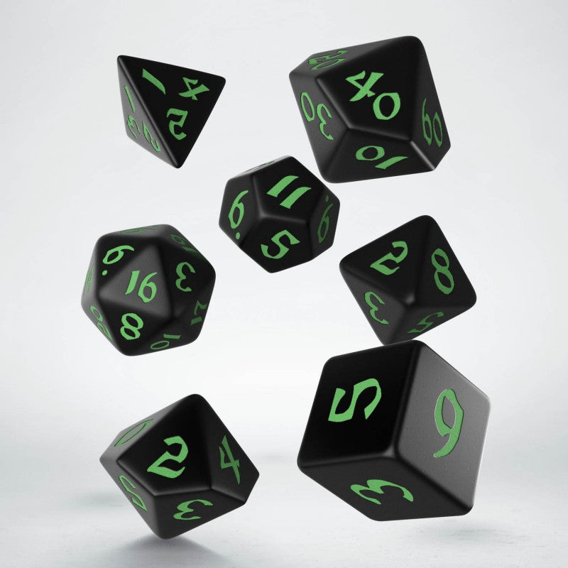 Runic Dice Black Green For D&D