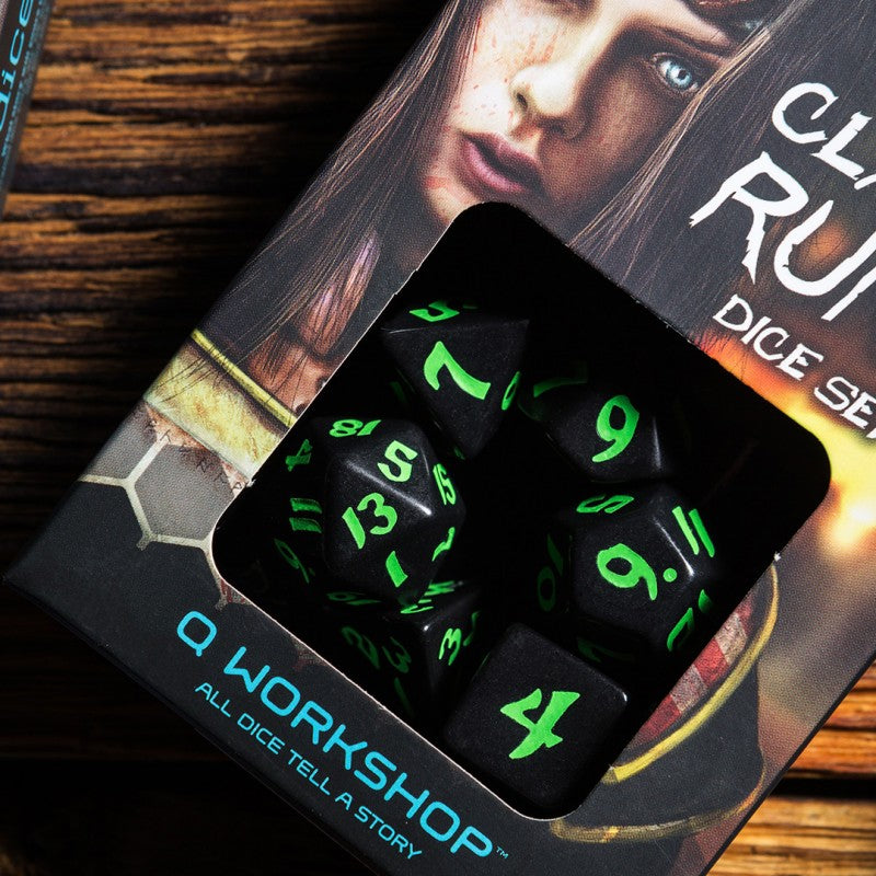 Runic Dice Black Green For D&D 3