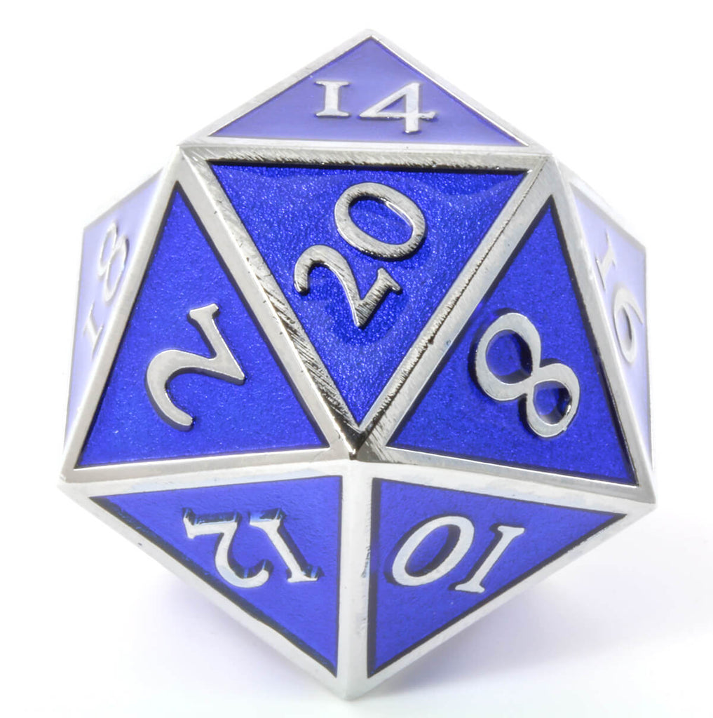 Giant d20 Enamel Blue and Silver