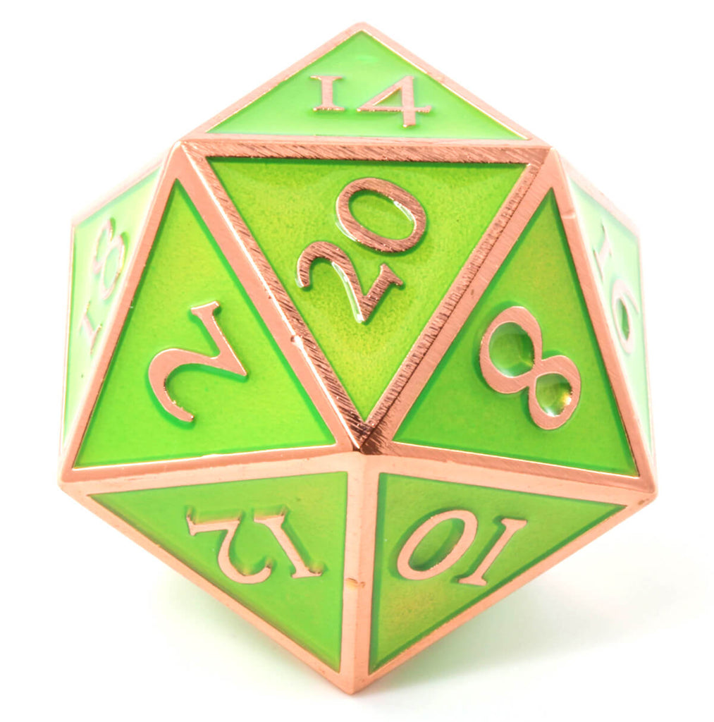 Giant d20 Enamel Green and Copper