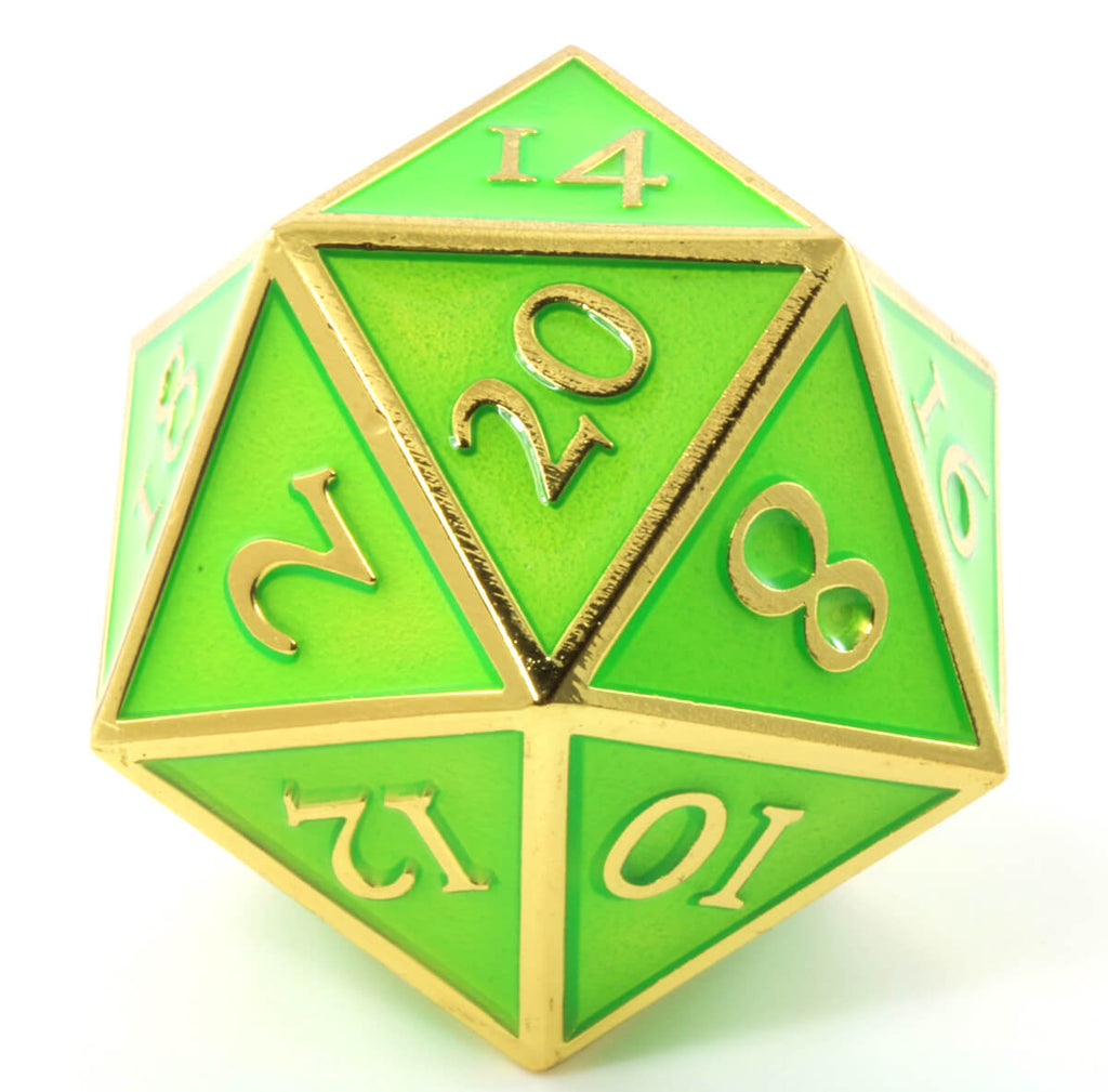 Giant d20 Enamel Green and Gold