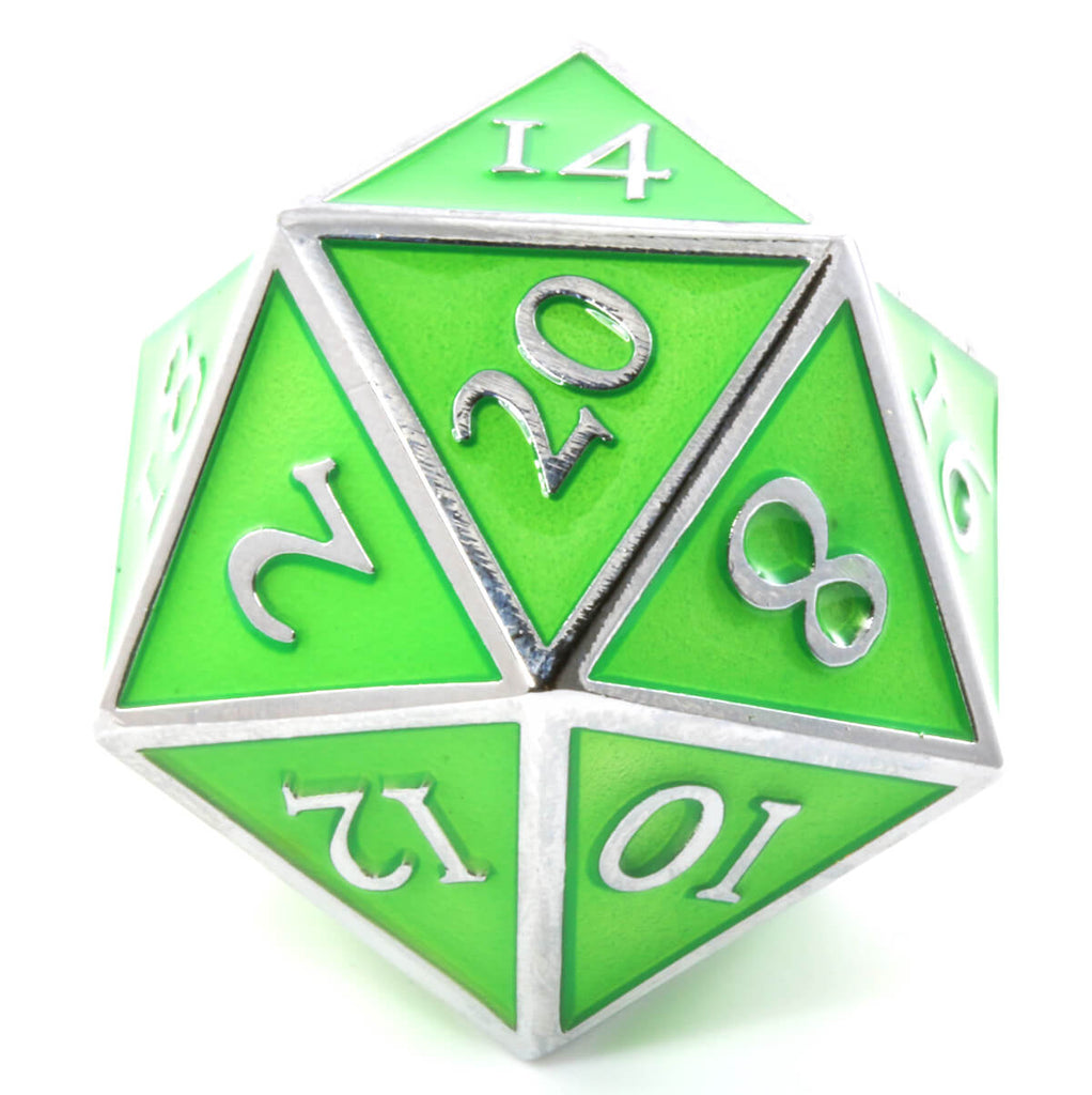 Giant d20 Enamel Green and Silver