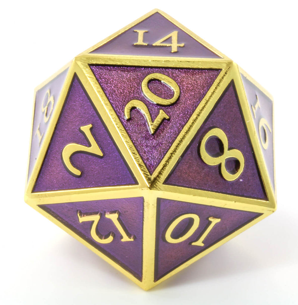 Giant d20 Enamel Purple and Gold