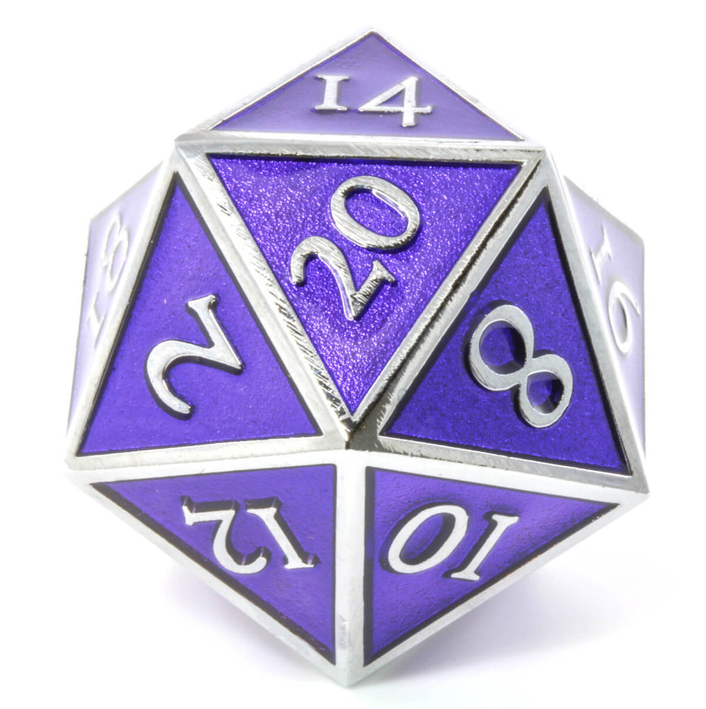 Giant d20 Enamel Purple and Silver
