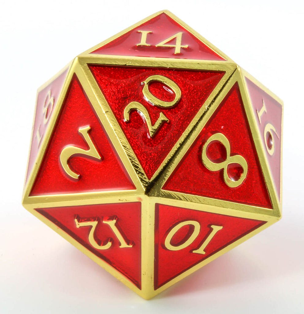 Giant d20 Enamel Red and Gold