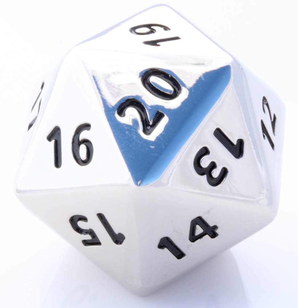 metal giant d20 silver dice