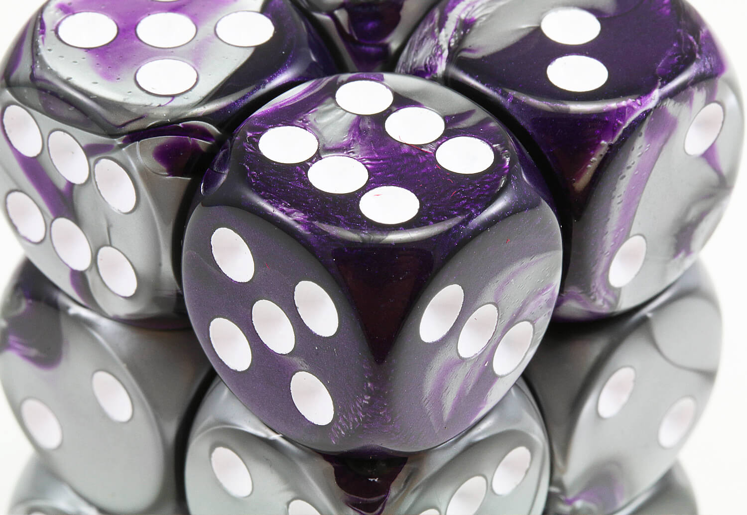 D6 Gemini Purple and Steel Dice