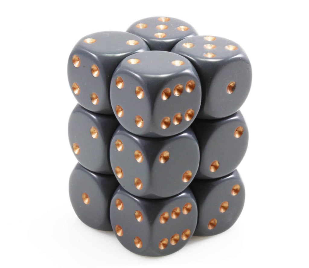 d6 dice set gray copper