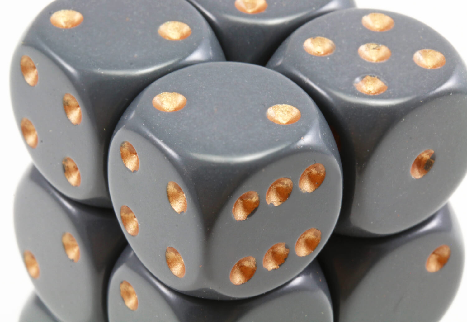 d6 dice set gray copper