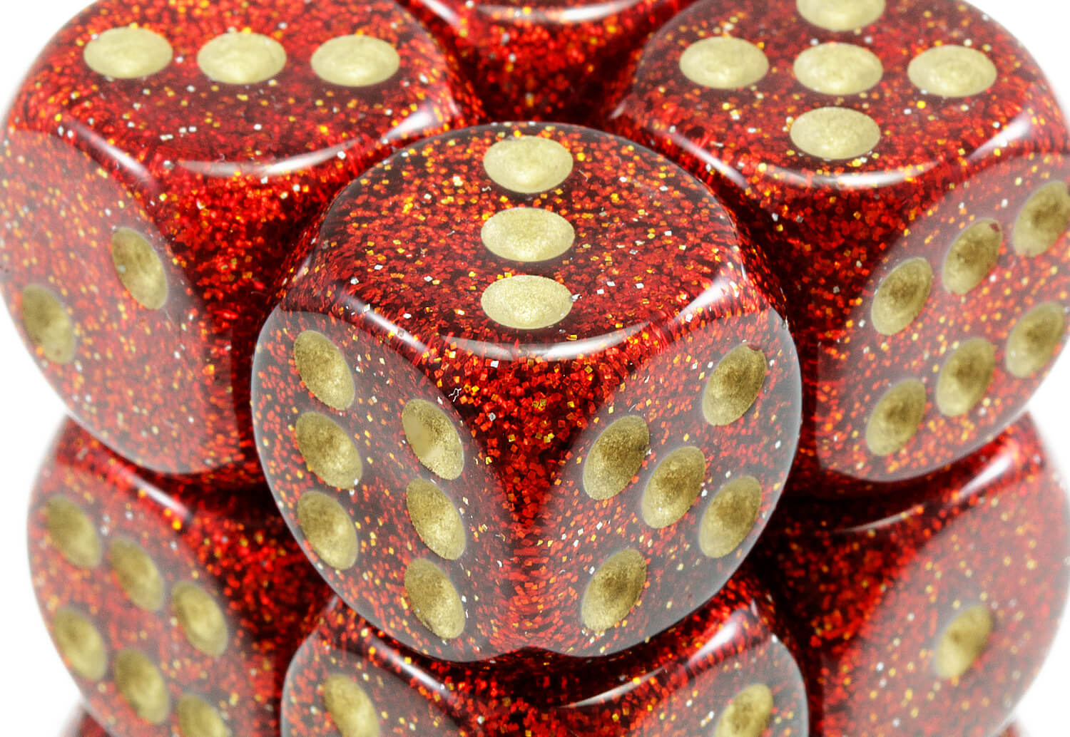 Glitter Ruby Red Dice d6 Set