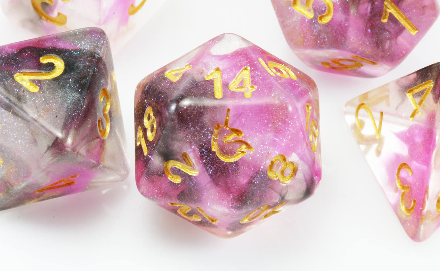 D&D Unicorn Dice Blushing Steel