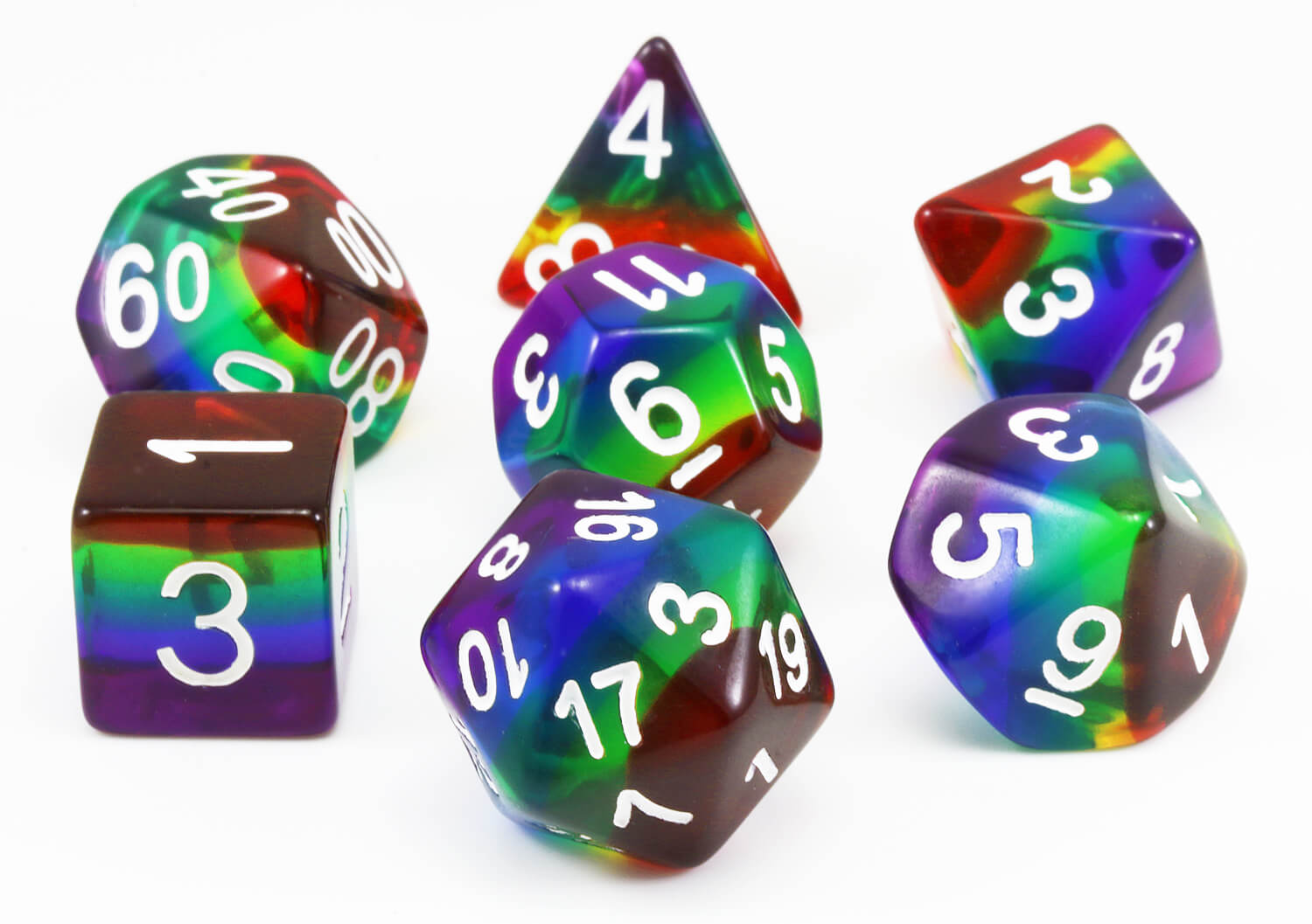 Rainbow Translucent D&D Dice