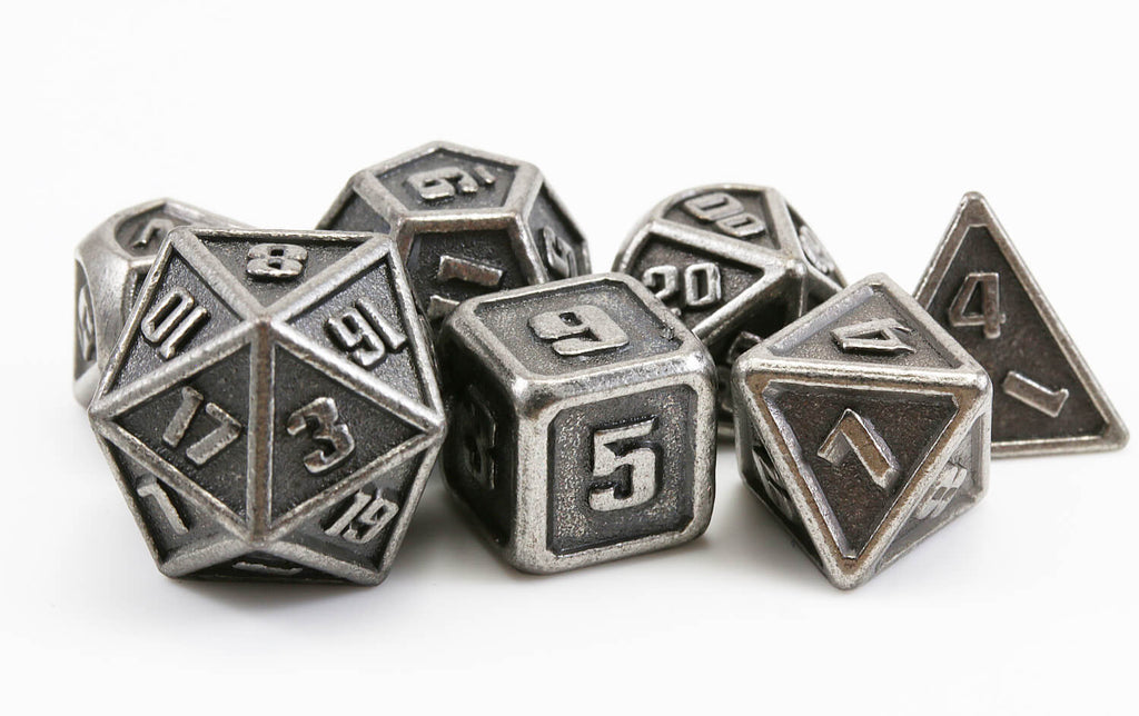Mini Metal DnD dice silver