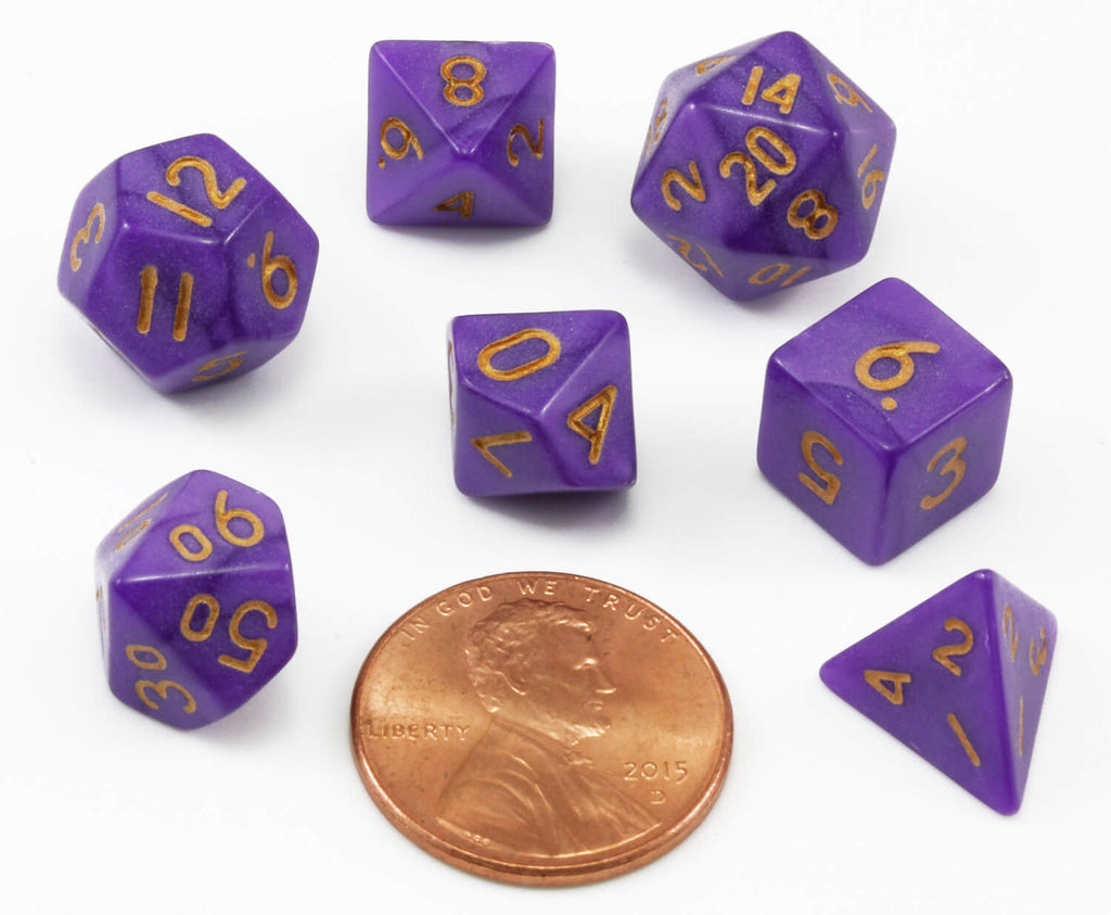 Purple mini d&D dice