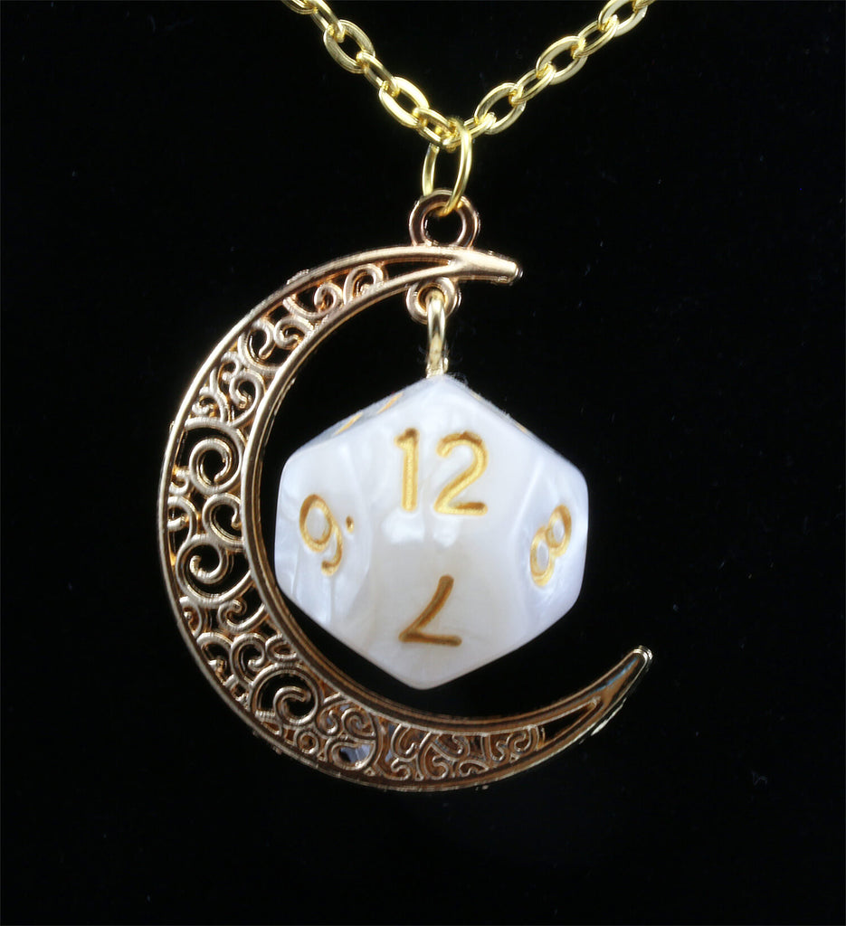DnD d12 Necklace Pearl